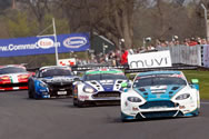 #4 Motorbase Performance Aston Martin V12 Vantage GT3 leads the pack at Oulton Park